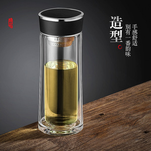 Double Wall Glass Tea Cup With Filter Heat Resistant Insulated For Gift - Product Image 4