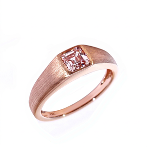 แหวนผู้ชาย Tianyu Gems แบบคลาสสิก ตัดเพชรทรง Asscher สีชมพู 4K โรสโกลด์ ประดับเพชรแล็บ ขอบฝังแบบ Bezel ผิวขัดเงา - Product Image 1