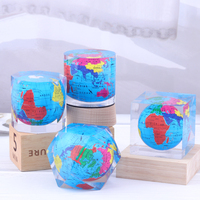 Décoration personnalisée pour la maison, carré polygonal cylindrique transparent en plexiglas cristal acrylique mini bureau globe paperpoids ornement