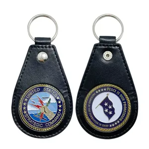 Wholesale of high-quality genuine leather challenge coin holders for car key pendants