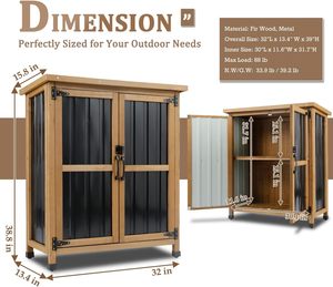 SDGS018 Weatherproof Outdoor Storage Shed <b>Cabinet</b> with <b>Lockable</b> Doors Wood & Metal Construction for Garden Patio - Product Image 3