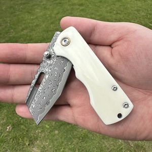 <span class=keywords><strong>Couteau</strong></span> de poche en acier Damas VG10 forgé avec manche en os blanc, petit <span class=keywords><strong>couteau</strong></span> utilitaire EDC pour hommes - Product Image 2