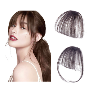 Shinein Natural 3D False Bang Extensión de cabello Flecos laterales Topper Postizos 360 Cubierta Marrón Clip en Hair Bang para mujeres - Product Image 5