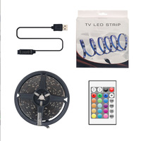 Tira de Luces LED RGB USB Autoadhesiva de 5m, de Baja Presión, con Cuerpo de Plástico, para Decoración de Paredes de TV y Escritorios de Computadora, en Oferta