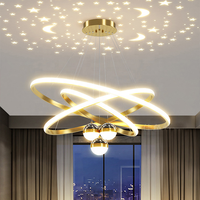 Lustre suspendu LED moderne de luxe à plafond haut, effet ciel étoilé, projecteur romantique pour chambre
