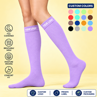 Chaussettes de compression montantes personnalisées OEM en nylon et élasthanne légers avec logo personnalisé pour le sport, les voyages, le travail – Vente en gros directe usine