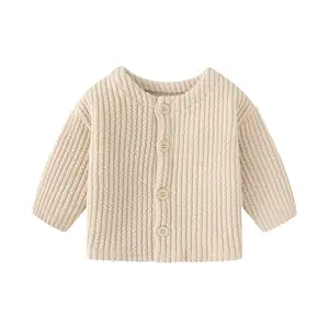 Blusa de malha para bebês, blusa de malha infantil de outono inverno, casaco de algodão macio, roupas infantis de manga comprida, malhas com gola redonda