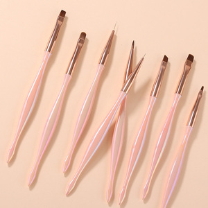 Ensemble de pinceaux à ongles en gel UV, grands, carrés et ronds, pour peinture, estompage et liner, avec pointe ronde, plate et oblique, pour manucure et nail art en salon - Product Image 6