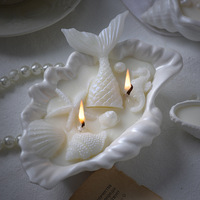 Bougie parfumée en forme de coquillage marin, en gypse perlé, avec coquille de conque et étoile de mer, décorative, idéale comme cadeau