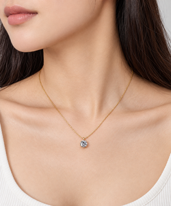 สร้อยคอจี้เพชรคิวบิกเซอร์โคเนียชุบทอง 18K ทรงกลมเจียระไนแบบบริลเลียนท์ ตัวเรือนแบบกรงเล็บ พร้อมสายแบบกล่อง สไตล์คลาสสิก เหมาะสำหรับทุกเพศทุกวัย สวมใส่ได้ทุกวัน - Product Image 5