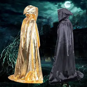 Halloween Costume Death Hooded Capes For Adults Women Men Long Witch Wizard Cloak Halloween Cosplay Decoration Manteau