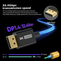 Câble DP 1.4 haute vitesse 8K 60Hz avec synchronisation audio-vidéo, boîtier ABS, gaine en PVC pour home cinéma