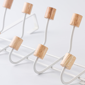 Iron <b>Over</b> <b>Door</b> Coat <b>Hook</b> Rack With Wooden Pegs Multifunctional Hanging Organizer For Home Entryway - Product Image 4