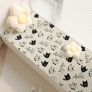 Coussin de siège de fenêtre Meow Meow's Trip Cartoon Cat, blanc et noir, en coton doux, 1 pièce, pour chambre à coucher, balcon, chambre d'enfant - Product Image 4