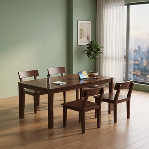 Table à manger rectangulaire moderne en bois avec 4 chaises, design en bois massif, meubles de maison stables pour salle à manger - Product Image 3