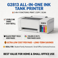 Impresora Multifuncional 3 en 1 con Tanque de Tinta a Color A4, Imprime, Escanea, para Oficina en Casa