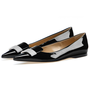 Patent Leather <b>Point</b> <b>Toe</b> Big Buckle Comfortable Women's <b>Flat</b> Shoe Sexy Style Ladies <b>Flat</b> Shoe Ready to Ship - Product Image 1