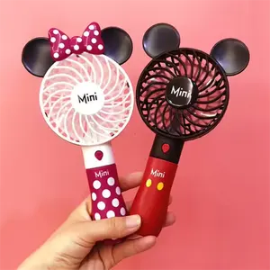 Portable 1200Mah Cute Mickey Minnie Handheld Fan Office Desk Top Usb Chargeable Mini Fan Student Small Cooling Fan For Travel