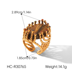 Natural Tiger Eye Stone <b>Ring</b> Elegant Gemstone <b>Finger</b> <b>Ring</b> Fashion Jewelry For Women - Product Image 6
