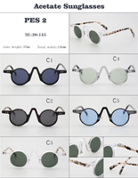 PES2 Fashion Round Acetate Sunglasses Men Transparent Personality Shade Sun Glasses Trendy Tortoise Retro UV400 Glasses Driving