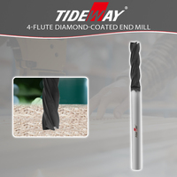 Fraise à bout plat à 4 flûtes à longue tige en graphite Tideway, fraise à fraiser en carbure CNC avec revêtement diamant