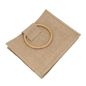 Nhà Máy OEM Vải Bố Túi Với In Ấn Tùy Chỉnh Tự Nhiên <span class=keywords><strong>Tote</strong></span> <span class=keywords><strong>Bag</strong></span> Vòng Tre Xử Lý Đay Túi Mua Sắm Cho Quà Tặng - Product Image 5