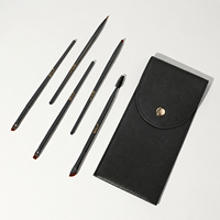 Pinceau de maquillage professionnel à manche noir, poils synthétiques, tête plate super fine, pinceau pour teinter les sourcils, outil cosmétique