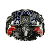 Boucle de ceinture rétro décontractée Langming 02602, logo personnalisé imprimé en 3D, alliage de zinc, cuir de vache du Texas, style western, luxe