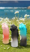 Bouteille d'eau aromatisée en plastique sans BPA, avec logo personnalisé, de qualité supérieure, tendance, avec bouchon à saveur de fruit