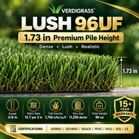 Gazon artificiel Lush 96UF de 1,73 pouce, 11 250 deniers, gazon synthétique réaliste pour pelouse résidentielle et aménagement paysager