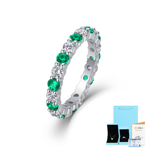 S925 <strong>Silver</strong> Ring with White Moissanite Sapphire &amp; Emerald European American <strong>Fashion</strong> <strong>Jewelry</strong> for Women for Engagement Gift Party - Product Image 2