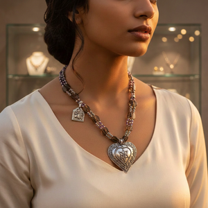 Collar con Colgante de Corazón con Cuentas de Plata 925, con Perla de Agua Dulce y Piedra Natural, Chapado en Plata, Joyería Minimalista para Mujer - Product Image 3