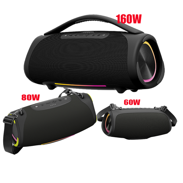 High Power BoomBox Subwoofers Woofer Broadcast Speaker 160W AC Cable AUX USB Waterproof IPX7 Loud Hifi Stereo Sound Deep Bass
