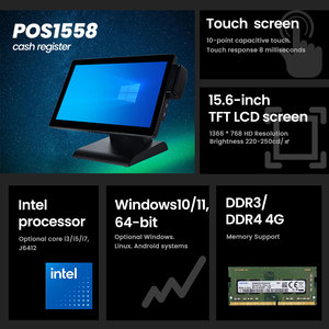 Système de point de vente tout-en-un, caisse enregistreuse 15,6 pouces, machine de restaurant, Intel I3, 128 Go de RAM, Windows 10, écran tactile 10 points - Product Image 3
