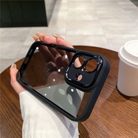 Étui de téléphone de luxe antichoc en métal électroplaqué avec anneau de protection d'objectif en TPU PC rigide transparent pour iPhone 16 Pro Max 15 14 13