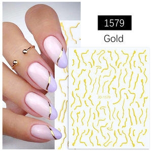 Wholesale 3D Laser Rainbow Gold Bar Wave Nail Art <strong>Stickers</strong> and Decals Nail Art Supplies - Product Image 2