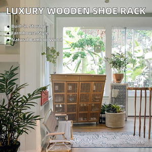 Modern Farmhouse Bamboo <b>Shoe</b> <b>Rack</b> for Villa Entrance and <b>Wall</b>-<b>Mounted</b> -Storage Space-Saving & Durable - Product Image 2