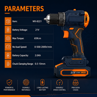 Kit de perceuse sans fil sans balais OEM ODM, outil électrique 65N.m sans balais avec batterie Li-ion 2.0Ah pour le travail du bois et la construction