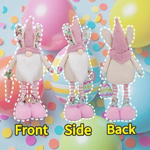 Standing <b>Easter</b> Gnome Plush With Bunny Ears Long Legs Handmade Swedish Tomte for Spring Farmhouse Home Decor Holiday Party <b>Gift</b> - Product Image 4