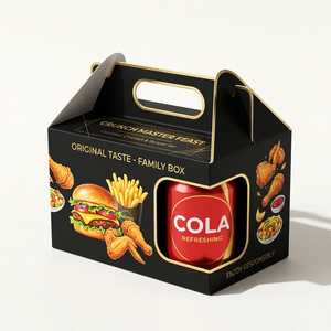 Caja de Papel Personalizada con Ventana para Comida, Diseño Portátil para Pollo Frito, Hamburguesas y Papas Fritas, Ideal para Restaurantes y Bebidas - Product Image 1