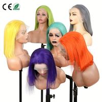 Peluca india frontal de encaje HD 13x4 sin pegamento al por mayor, 100% cabello humano Remy, corte bob de 12 pulgadas, marrón oscuro, transparente, pequeña