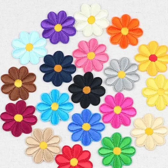 Eco bordado de flores de sol personalizado, acessório de costura em ferro para apliques, craft DIY, emblema, acessórios de decoração de roupas