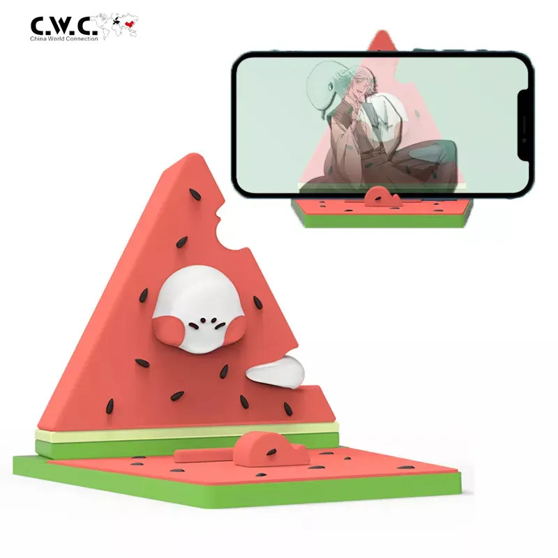 Promotion Gift Custom Shape Design Universal Pvc Cartoon Cute Cell Stand Accessories Mobile Phone Holder for iPad iPhone
