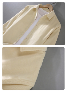 <span class=keywords><strong>Camicia</strong></span> da uomo in velluto a coste tinta unita <span class=keywords><strong>senza</strong></span> tasca con collo rovesciato su misura Polo a maniche lunghe - Product Image 5