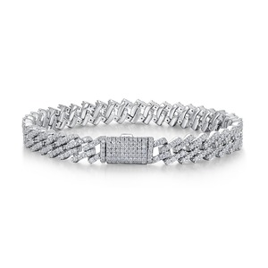 High Quality Moissanite Freshwater Pearl Cuban Link Bracelet <b>for</b> <b>Men</b> & Women <b>Silver</b> Plated Trendy Gift Jewelry Daily Wear - Product Image 1