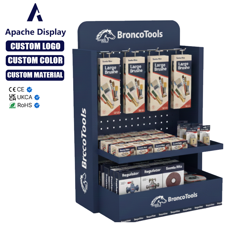 Apache Custom Countertop Wooden Display Stand with Hooks for Hardware Tools & Accessories in Retail Stores & Trade Shows — view 6