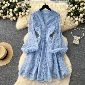 Vestido Vintage <span class=keywords><strong>de</strong></span> Lujo con Cuello en V y Bordado <span class=keywords><strong>de</strong></span> <span class=keywords><strong>Tul</strong></span> - Vestido <span class=keywords><strong>de</strong></span> Mujer con Corte en A - Product Image 5