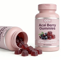 Gummies d'açaï sans sucre OEM, délicieux, à mâcher, saveur naturelle, végétaliennes disponibles
