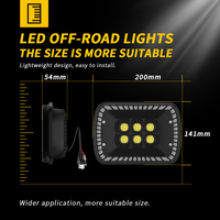 Nouveaux projecteurs de conduite bicolores blanc et jaune avec éclairage RGB universel pour camion, voiture, chariot élévateur, carré, 6 lumières, 9-36V, 16,6W
