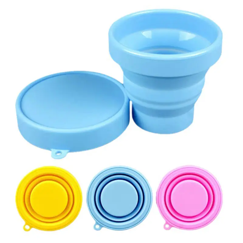 170ML Eco Friendly Portable Reusable Folding Silicone Collapsible Drinking Coffee Cup With Lids